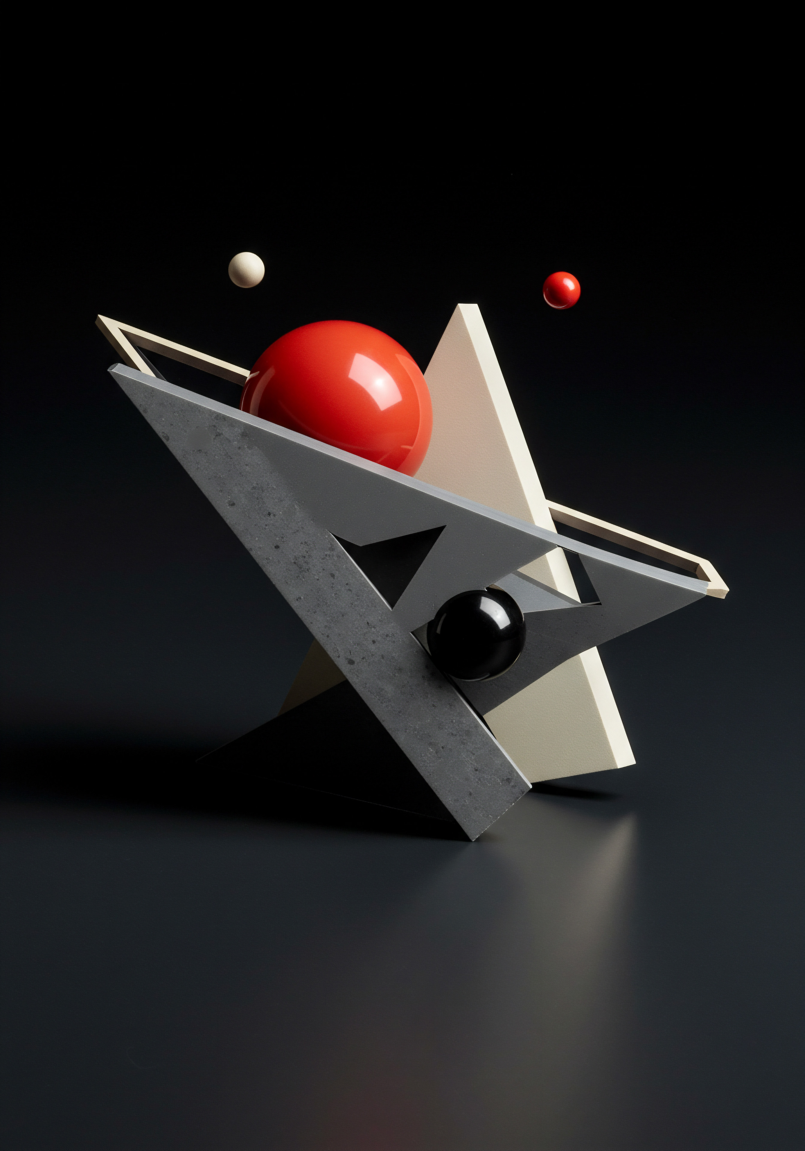 Abstract Business Growth Representation Conceptualizing SMB Innovation and Scaling Strategies A geometric composition captures small business scaling, growth and problem solving ideas. With geometric shapes of varying tones including grey beige framing different spheres with varying tonal value red ,black ,off-white. The imagery is modern and abstract, highlighting the innovative thought process behind achieving business goals.