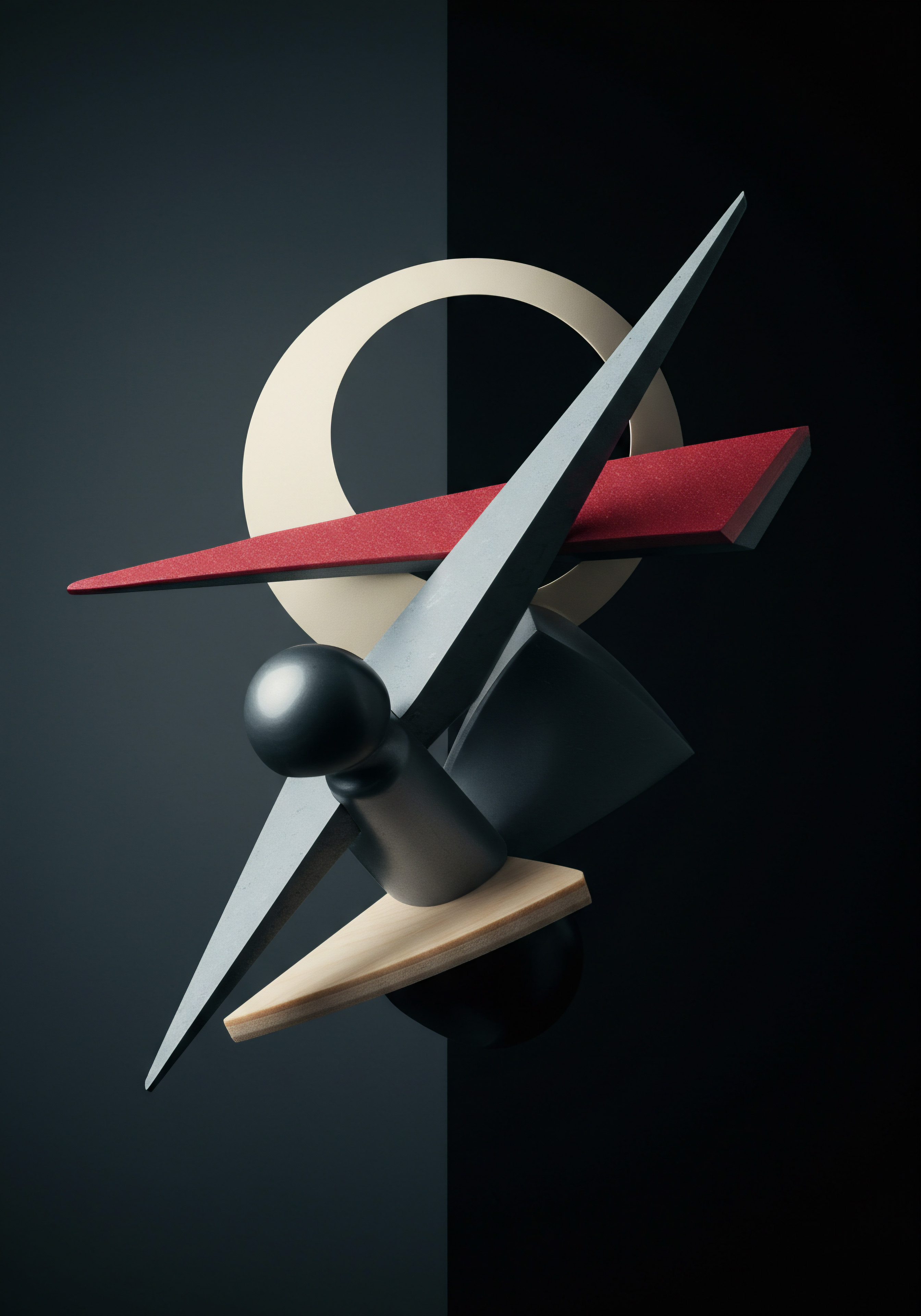 Abstract Business Growth Visual Automation Strategy for SMB and Entrepreneurs Geometric shapes including sphere arrow cream circle and flat red segment suspended create a digital tableau embodying SMB growth automation strategy. This conceptual representation highlights optimization scaling productivity and technology advancements. Focus on innovation and streamline project workflow aiming to increase efficiency.