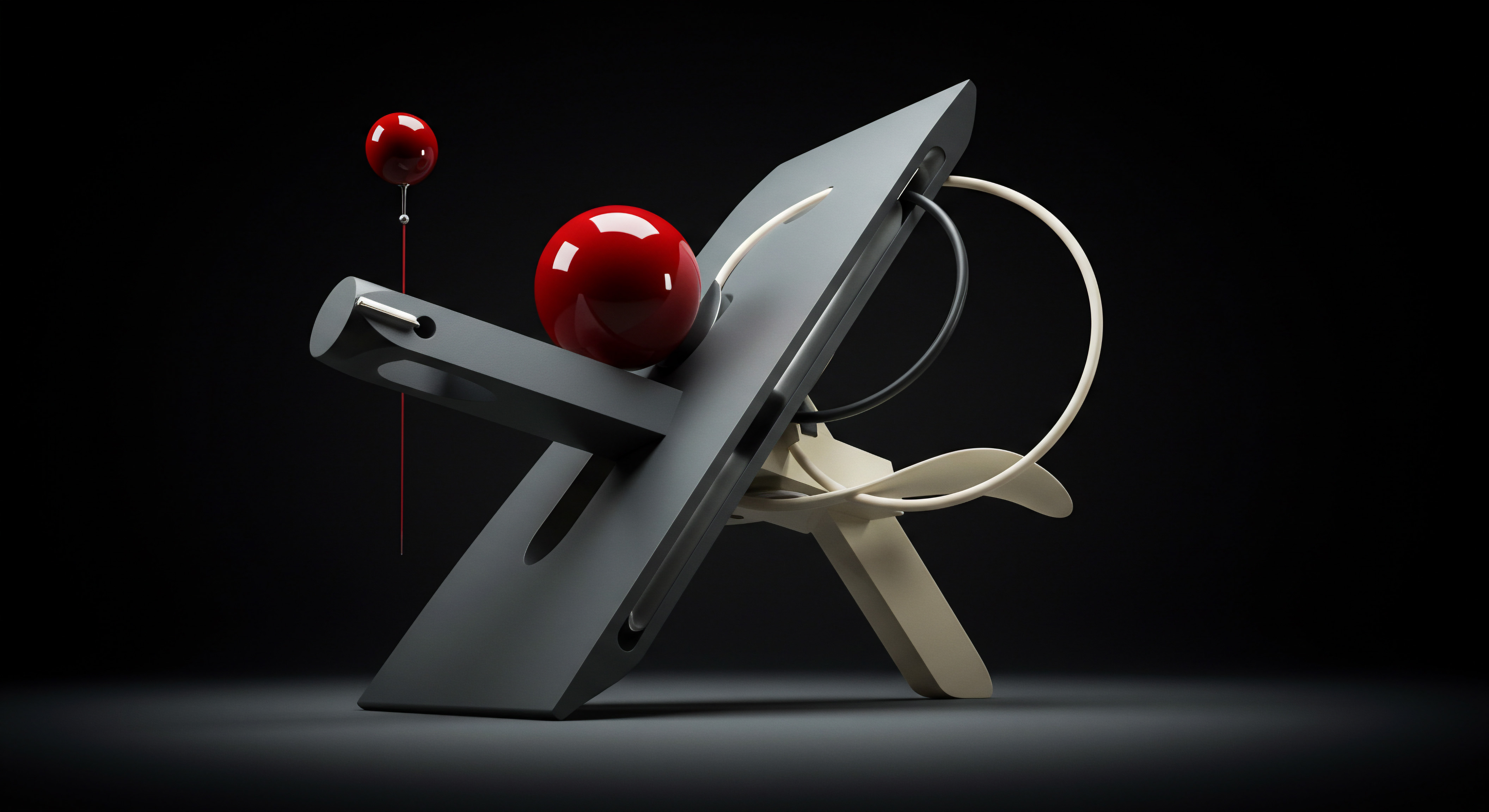 Abstract Business Sculpture SMB Strategy Scaling Small Magnifying Medium Building Business The artistic composition represents themes pertinent to SMB, Entrepreneurs, and Local Business Owners. A vibrant red sphere contrasts with grey and beige elements, embodying the dynamism of business strategy and achievement. The scene suggests leveraging innovative problem-solving skills for business growth, and market expansion for increased market share and competitive advantage.