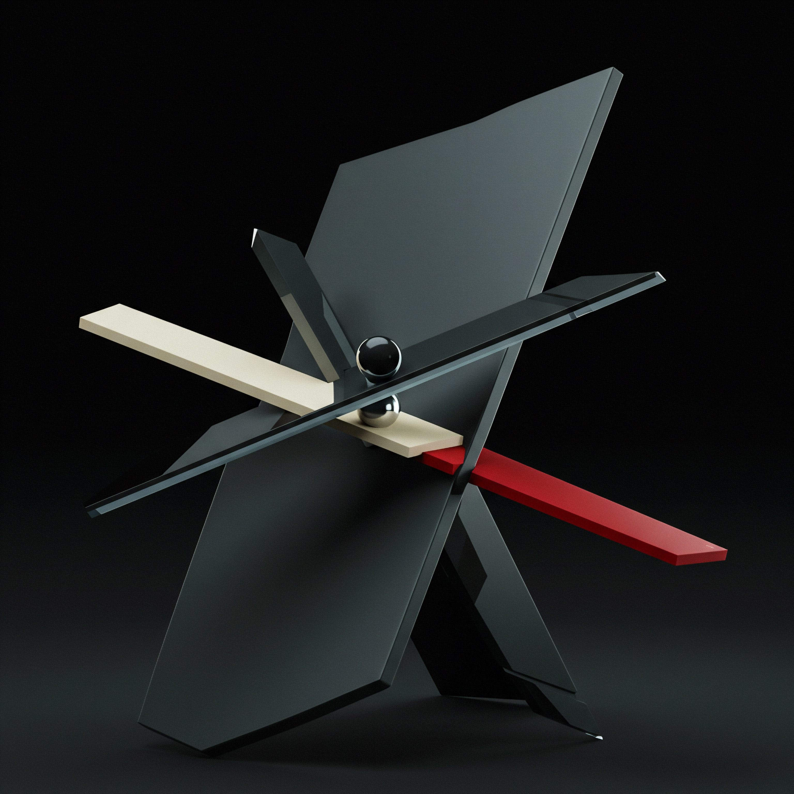 Abstract Geometric Composition Highlighting Strategy and Growth for SMB Entrepreneurs This abstract arrangement suggests strategic development. Black segments project a solid foundation with geometric colored elements indicating key areas in growing Business for entrepreneurs. Innovation is shown balancing the scene.