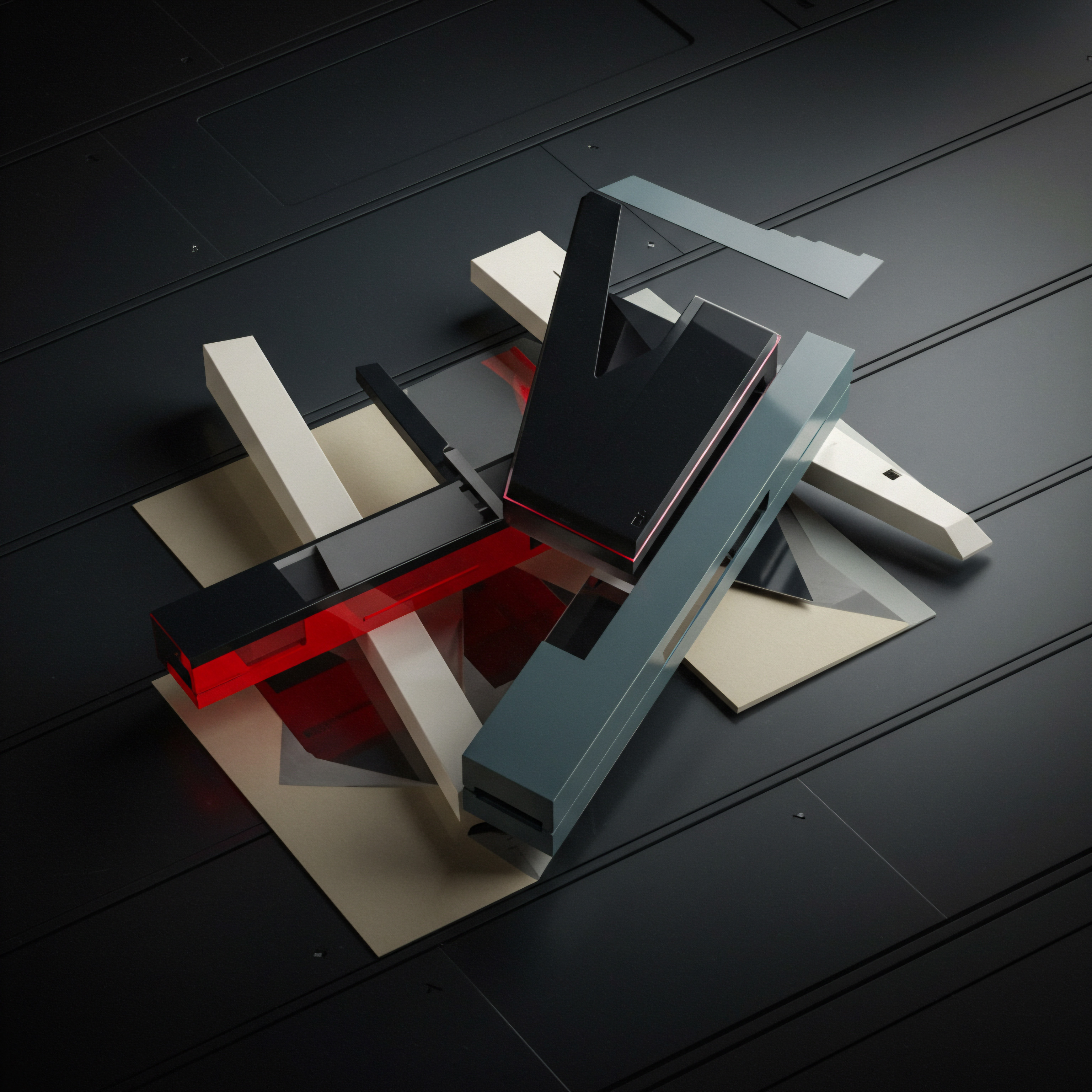 Abstract Geometric Composition Illustrating Business Automation Strategy for Growing SMB Firms The image shows geometric forms create a digital landscape emblematic for small business owners adopting new innovative methods. Gray scale blocks and slabs merge for representing technology in the modern workplace as well as remote work capabilities and possibilities for new markets expansion. A startup may find this image reflective of artificial intelligence, machine learning business automation including software solutions such as CRM and ERP.