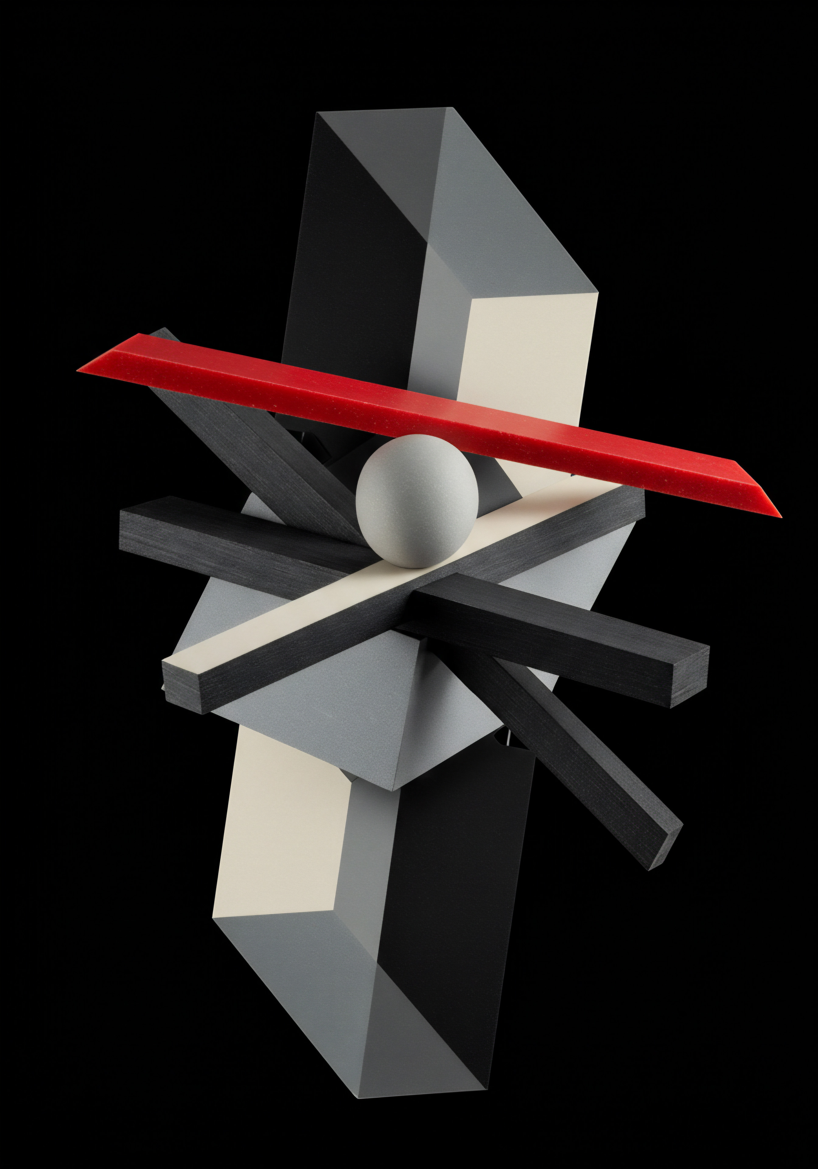 A dynamic composition displays geometric shapes hovering against a stark black backdrop, symbolizing innovative business concepts for small and medium business. The interplay of angular gray, black, cream and white forms represents multifaceted business components. A contrasting vivid red element adds a sharp focus, hinting at a streamlined operational process that fuels growth, automation and transformation. This carefully balanced scene could signify strategic planning, problem solving and solutions utilized for efficient management, and achieving positive results within the competitive marketplace. This symbolizes scalability, productivity improvement through digital tools and a clear vision towards business success, reflecting future opportunity for entrepreneur development. Collaboration, communication and achieving targets leads to growth and scale.