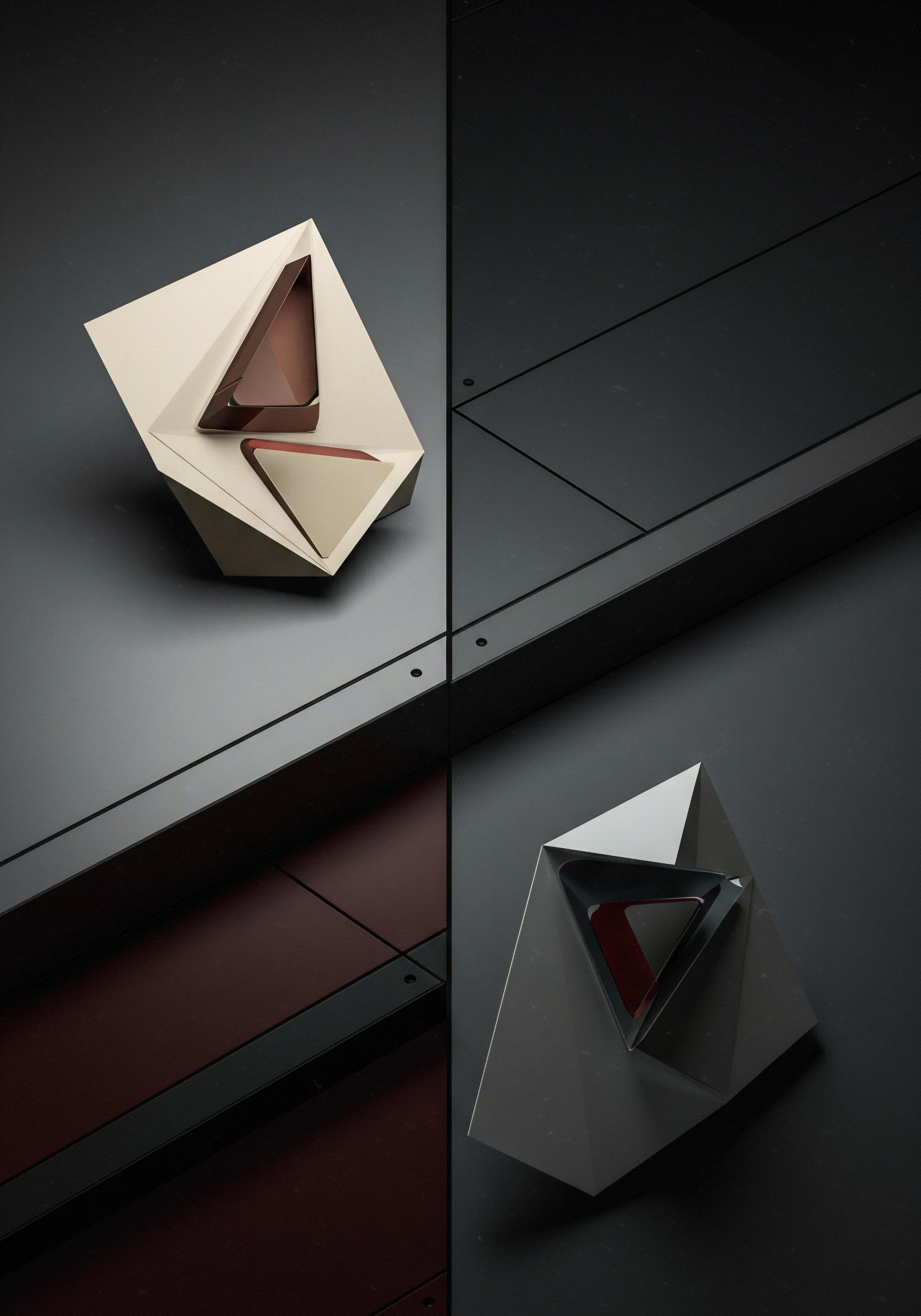 Abstract Triangular Sculpture for Modern SMB Technology Innovation and Growth Strategy Deconstructed geometric artwork illustrating the interconnectedness of scale, growth and strategy for an enterprise. Its visual appeal embodies the efficiency that comes with business automation that includes a growth hacking focus on market share, scaling tips for service industries, and technology management within a resilient startup enterprise. The design aims at the pursuit of optimized streamlined workflows, innovative opportunities, positive client results through the application of digital marketing content for successful achievements.