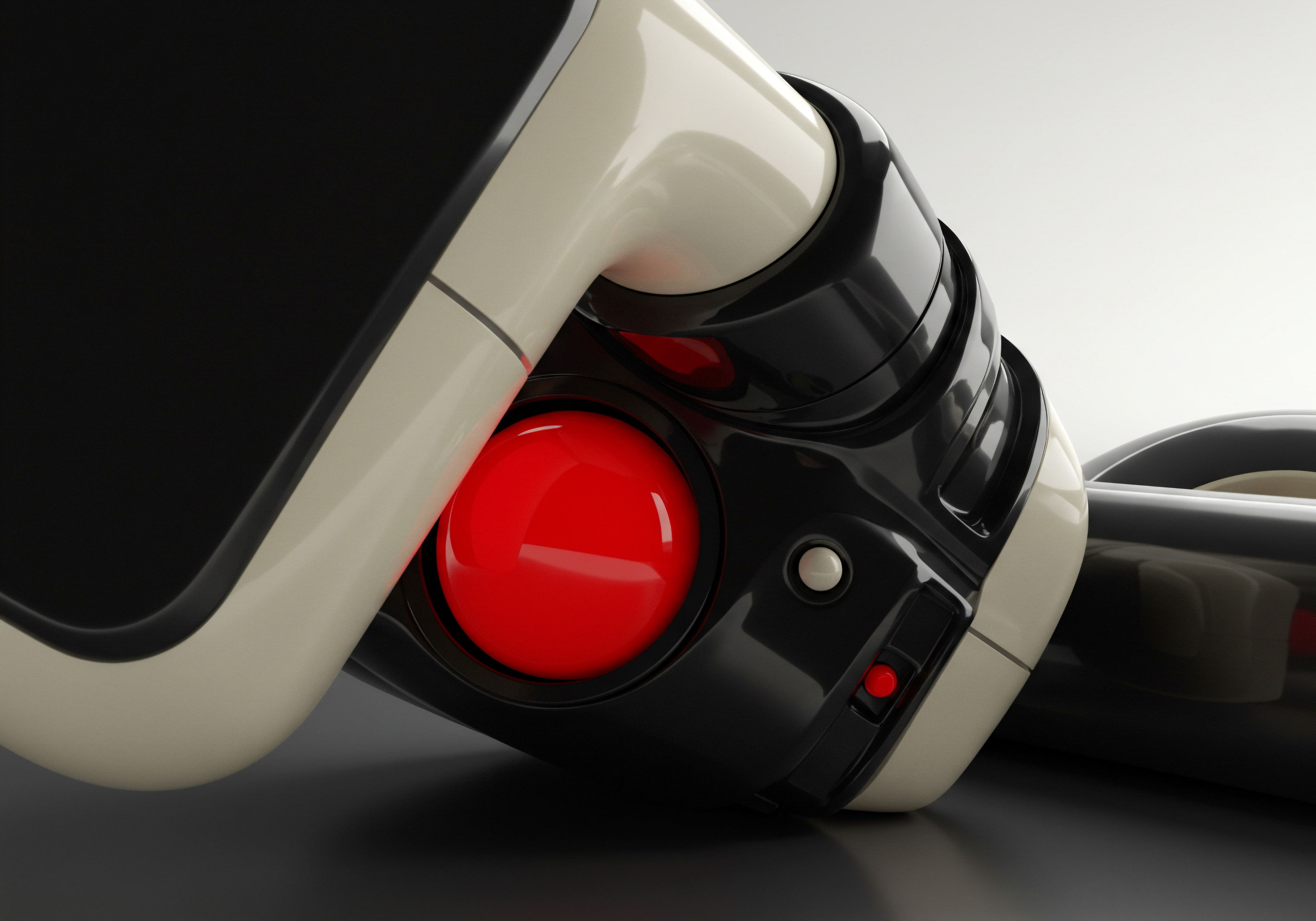 Automated System Components Depicting Innovation and Future of SMB Business Technology Close-up, high-resolution image illustrating automated systems and elements tailored for business technology in small to medium-sized businesses or for SMB. Showcasing a vibrant red circular button, or indicator, the imagery is contained within an aesthetically-minded dark framework contrasted with light cream accents. This evokes new Technology and innovative software as solutions for various business endeavors.