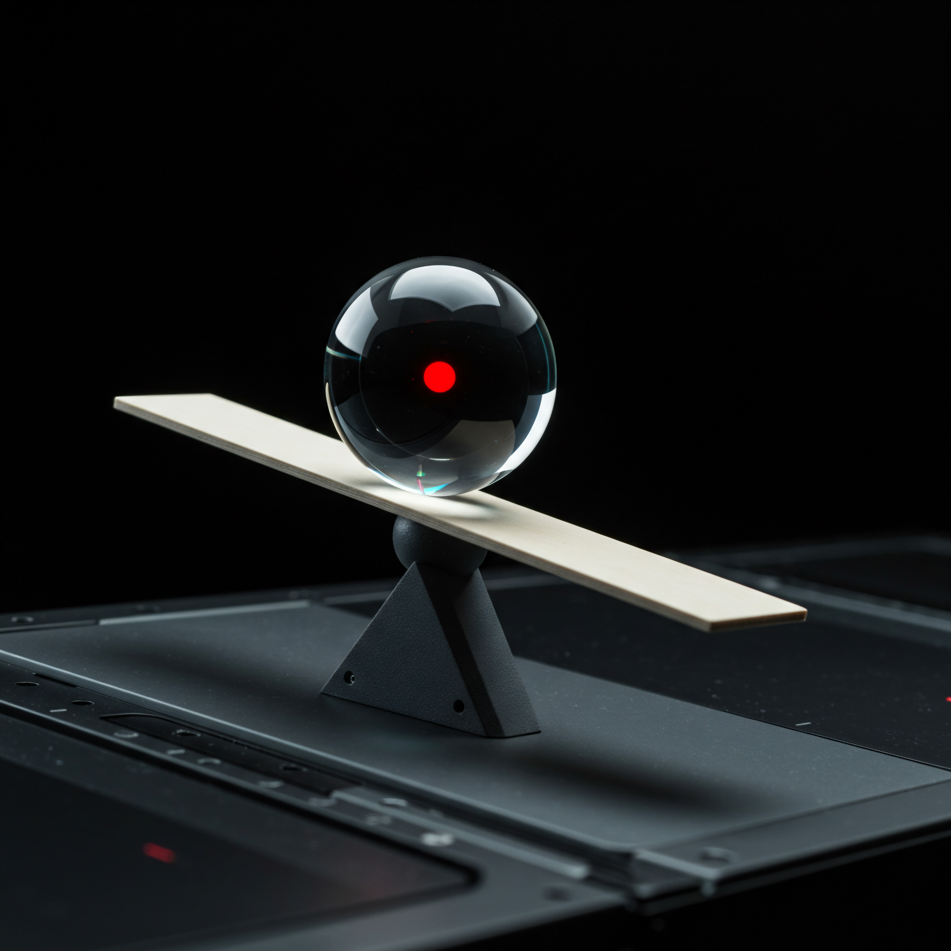 Business Growth Scaling Automation Leveraging Innovation Solutions For Small and Medium Enterprises A crystal ball balances on a beam, symbolizing business growth for Small Business owners and the strategic automation needed for successful Scaling Business of an emerging entrepreneur. A red center in the clear sphere emphasizes clarity of vision and key business goals related to Scaling, as implemented Digital transformation and market expansion plans come into fruition. Achieving process automation and streamlined operations with software solutions promotes market expansion for local business and the improvement of Key Performance Indicators related to scale strategy and competitive advantage.