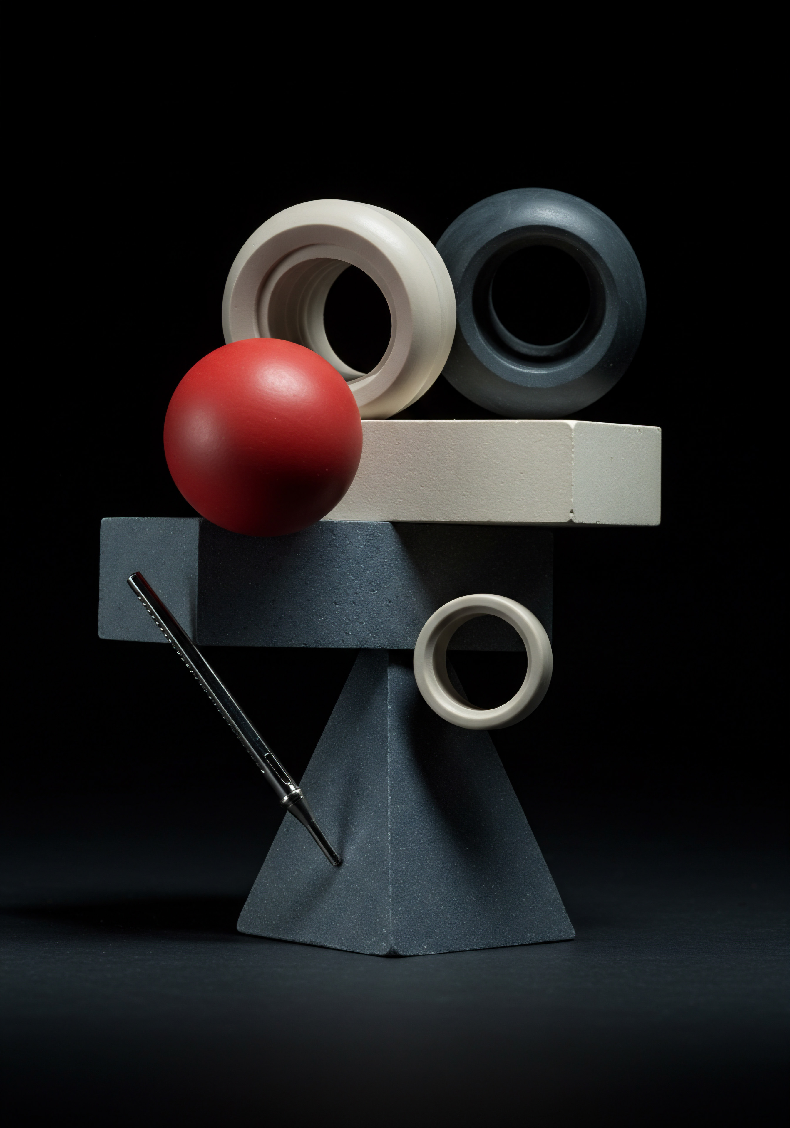Conceptual Still Life with Geometric Shapes Illustrating SMB Business Growth Strategy This minimalist composition utilizes stacked geometric shapes to visually represent SMB challenges and opportunities for growth. A modern instrument hints at planning and precision required for workflow automation and implementation of digital tools within small business landscape. Arrangement aims at streamlined processes, and increased operational efficiency.