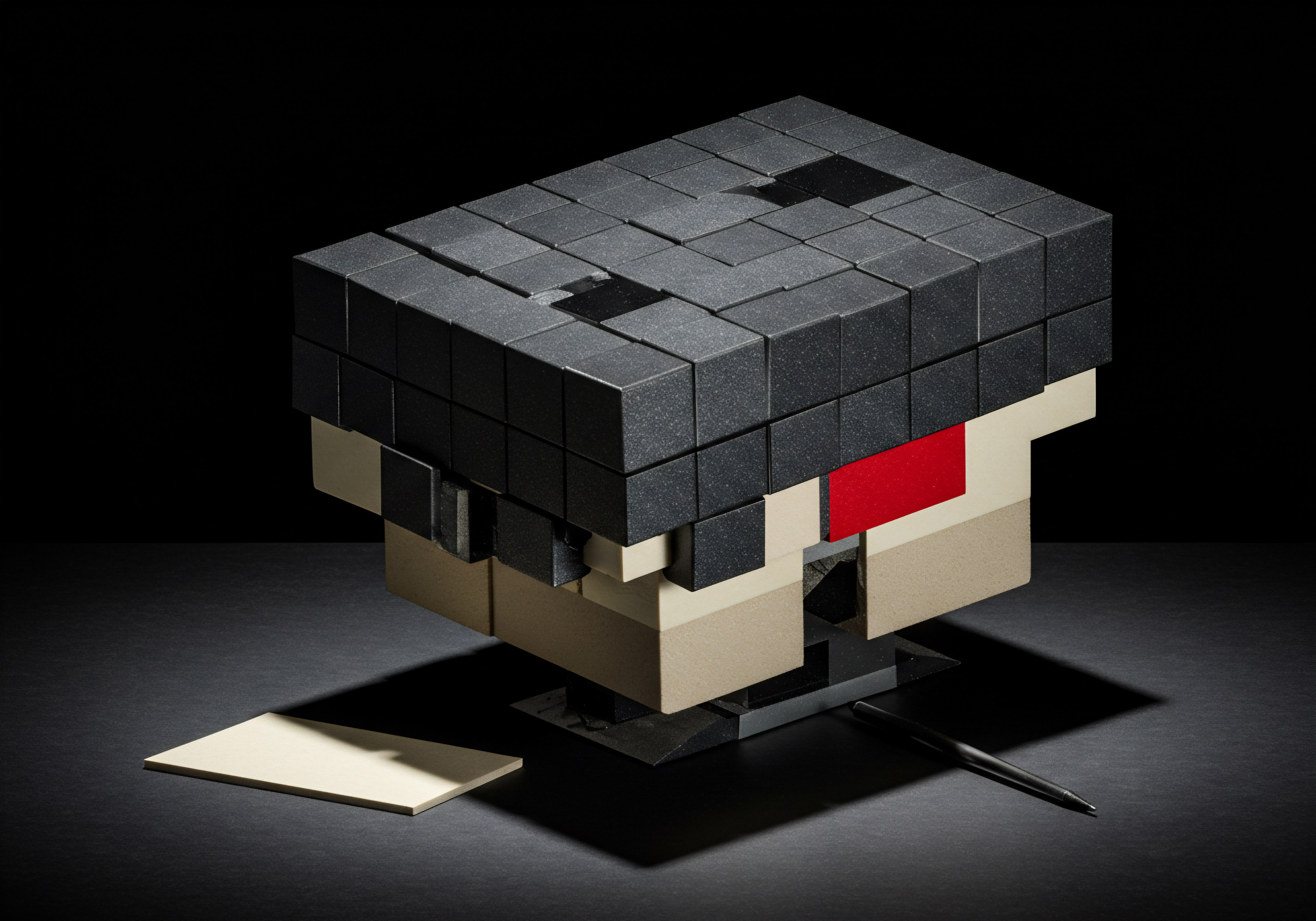 Creative Innovation Solving Problems Strategy Consulting Automation for Small Business Growth The image presents a cube crafted bust of small business owners planning, highlighting strategy, consulting, and creative solutions with problem solving. It symbolizes the building blocks for small business and growing business success with management. With its composition representing future innovation for business development and automation.