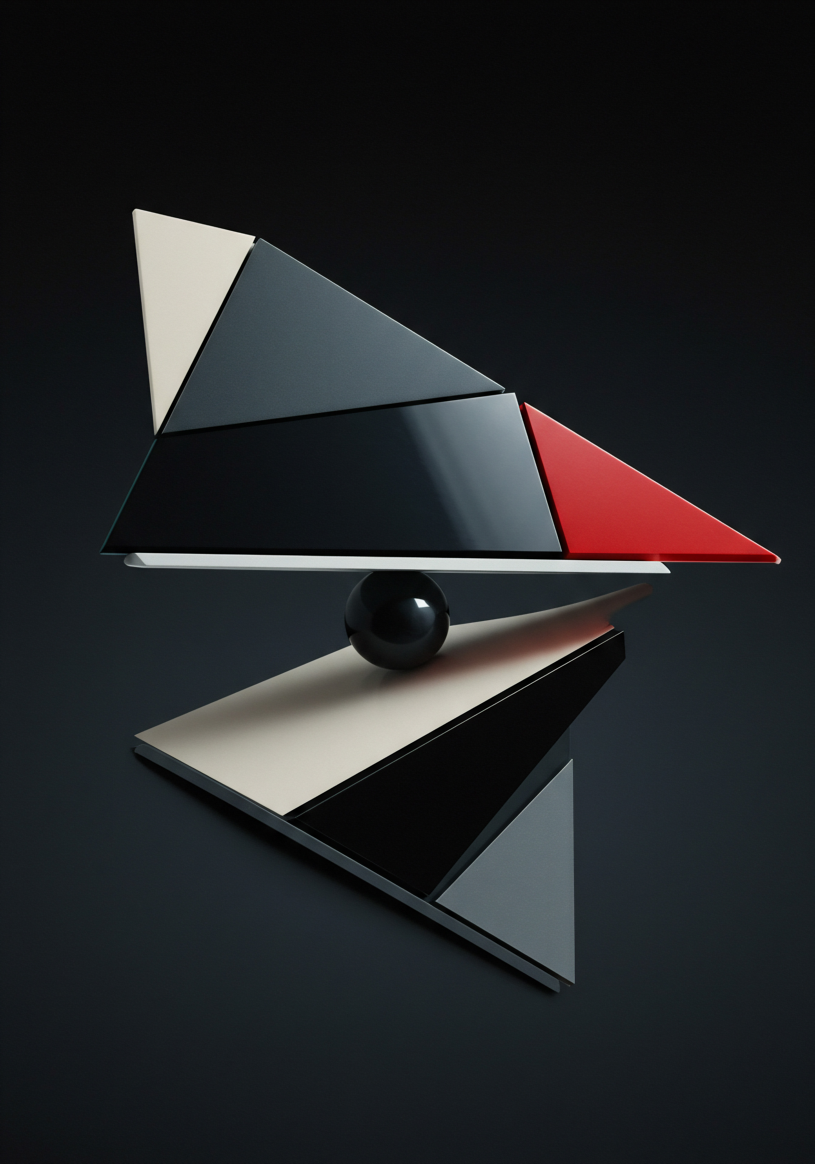 Geometric Abstraction Business Growth Strategy For SMB With Technological Innovation Geometric shapes are presented in an artistic abstract representation emphasizing business success with careful balance and innovation strategy within a technological business environment. Dark sphere in the geometric abstract shapes symbolizes implementation of innovation for business automation solutions for a growing SMB expanding its scaling business strategies to promote sales growth and improve operational efficiency. The image is relevant to small business owners and entrepreneurs, highlighting planning and digital transformation which are intended for improved productivity in a remote workplace using modern cloud computing solutions.