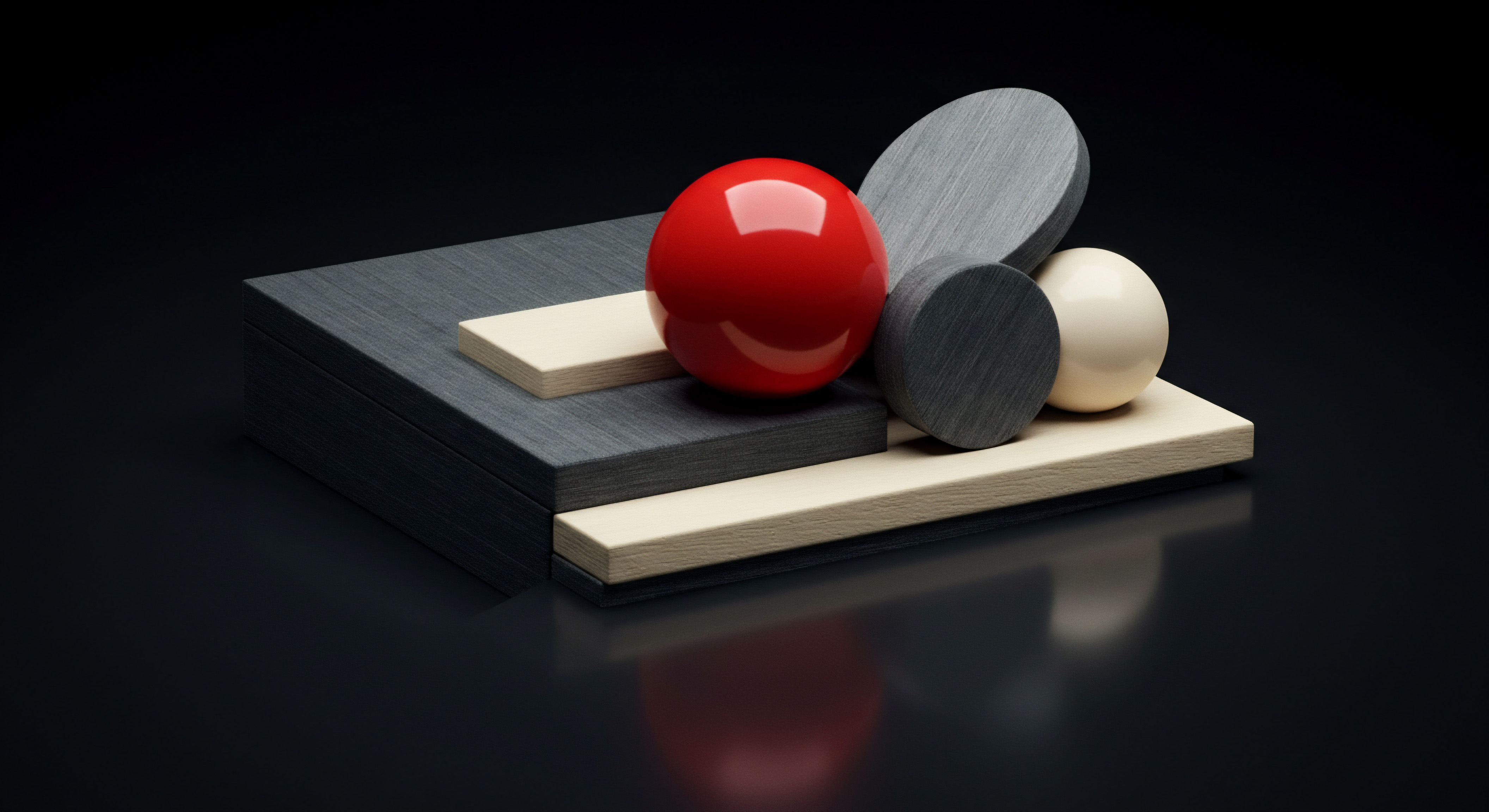 The composition features stacked layers of dark textured tiles and smooth, light-colored rectangular blocks which suggest structure and stability within a SMB organization. These create platforms for contrasting geometric shapes: a vibrant red sphere and a cream colored sphere, juxtaposed with gray cylinders and oval pieces. This suggests scaling potential in marketplace commerce while managing operations efficiency. It is ideal to visualize the concept of growth hacking in a startup business, and optimization of the workflow with the business automation. Through investment and strategy planning SMB will increase performance metrics and KPIs while building long term wealth creation through success and streamlined processing in sales and marketing.