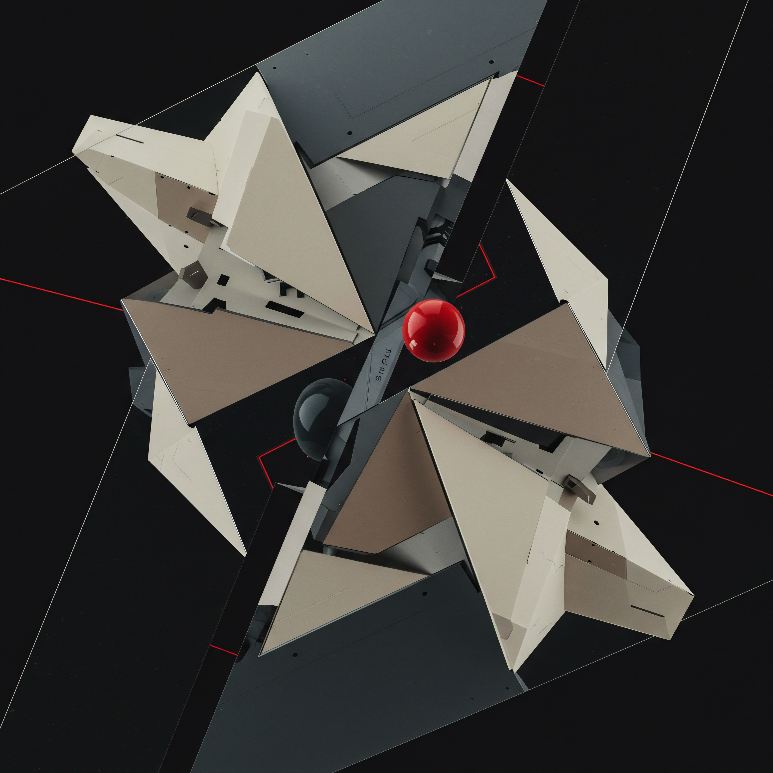 Geometric Composition Abstract Image Representing Business Solutions for SMB Growth The striking geometric artwork uses layered forms and a vivid red sphere to symbolize business expansion, optimized operations, and innovative business growth solutions applicable to any company, but focused for the Small Business marketplace. It represents the convergence of elements necessary for entrepreneurship from team collaboration and strategic thinking, to digital transformation through SaaS, artificial intelligence, and workflow automation. Envision future opportunities for Main Street Businesses and Local Business through data driven approaches.