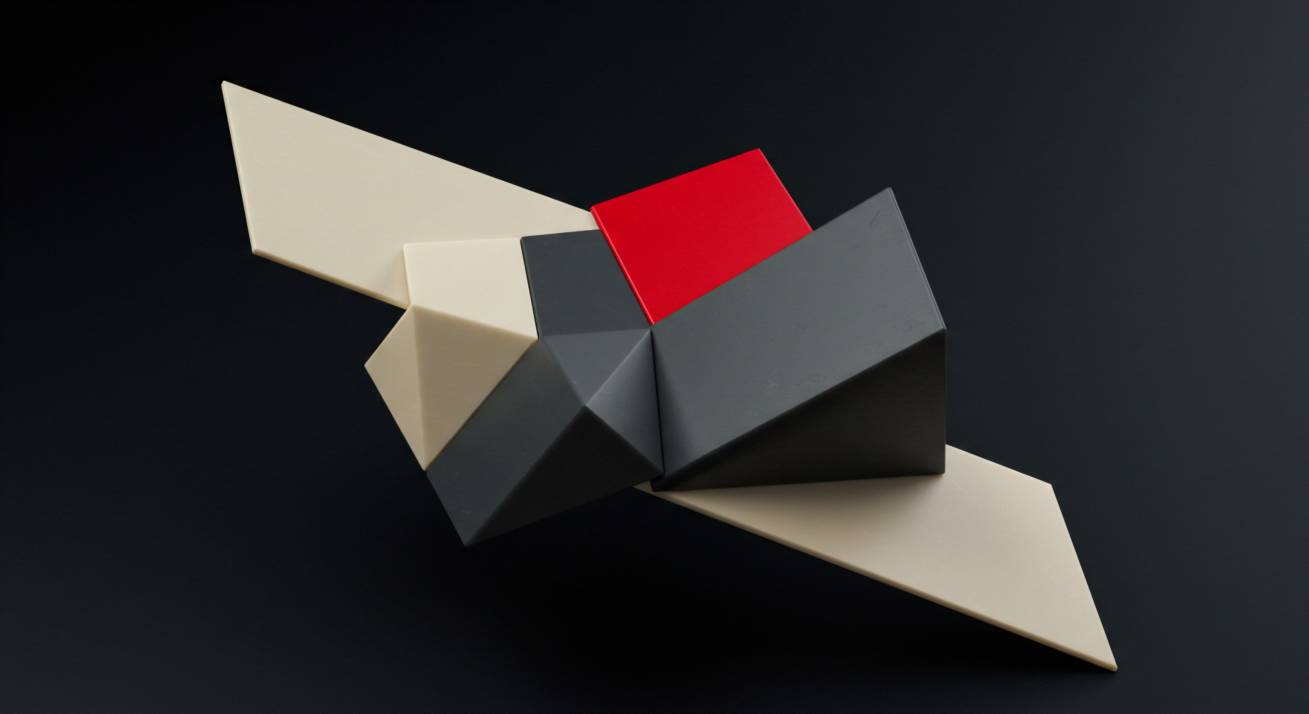 Geometric Composition Representing Business Solutions Scaling Opportunities and Strategic Growth for SMB This abstract geometric arrangement combines light and dark shades into an intersection, reflecting strategic collaboration, workflow optimisation, and problem solving with teamwork in small and medium size business environments. The color palette symbolizes corporate culture, highlighting digital transformation for startups. It depicts scalable, customer centric software solutions to develop online presence and drive sales growth by using data analytics and SEO implementation, fostering efficiency, productivity and achieving goals for revenue generation for small business growth.