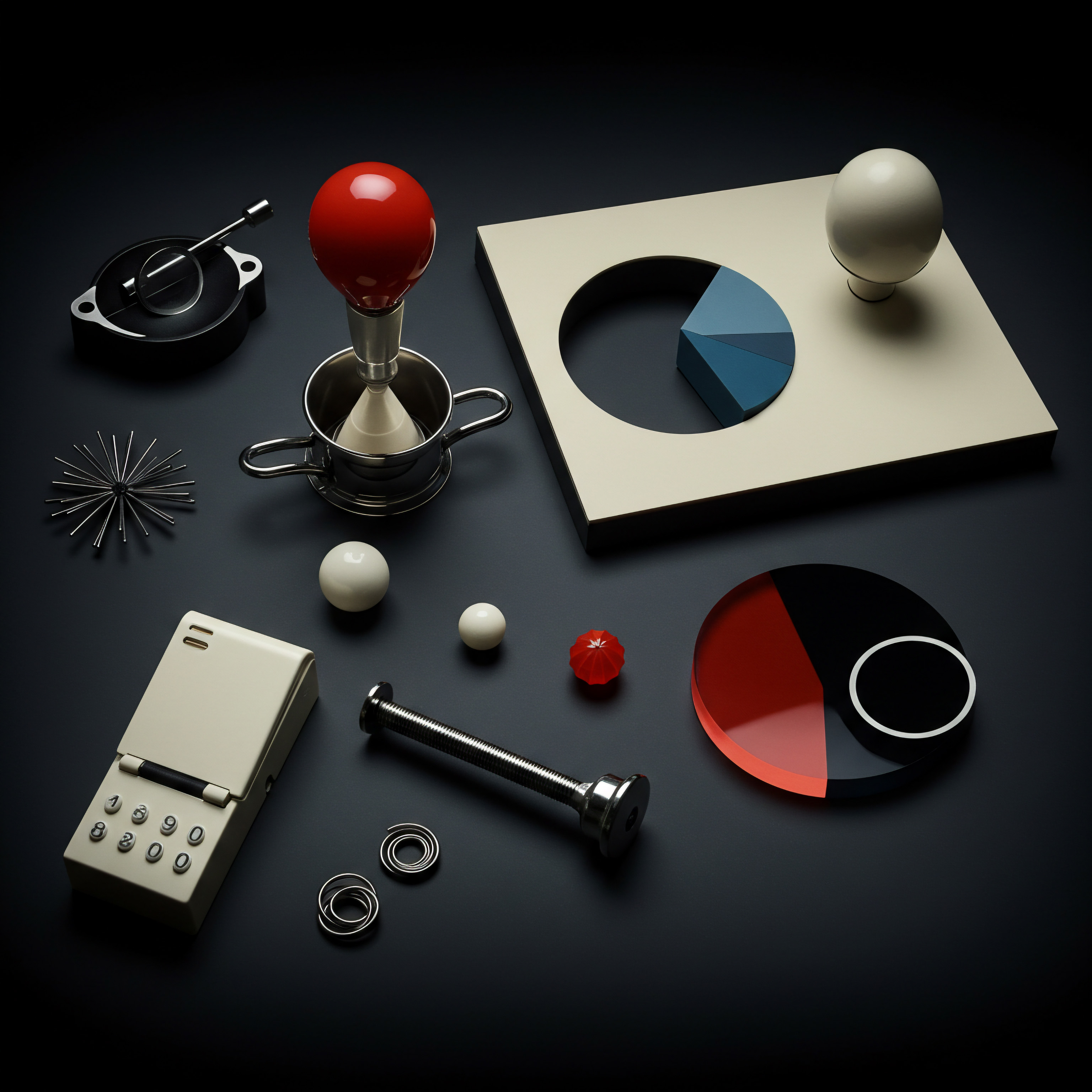 Geometric Objects and Retro Tech Showcase Automation and Scaling for SMB Growth A striking tabletop arrangement showcases a blend of geometric precision and old technology representing key aspects for SMB growth through streamlined operations and scaling. A classic beige cell phone lies adjacent to metallic hardware, white spheres and circular discs. These elements suggest efficiency, problem-solving, data and transformation which are crucial to enterprise improvement.