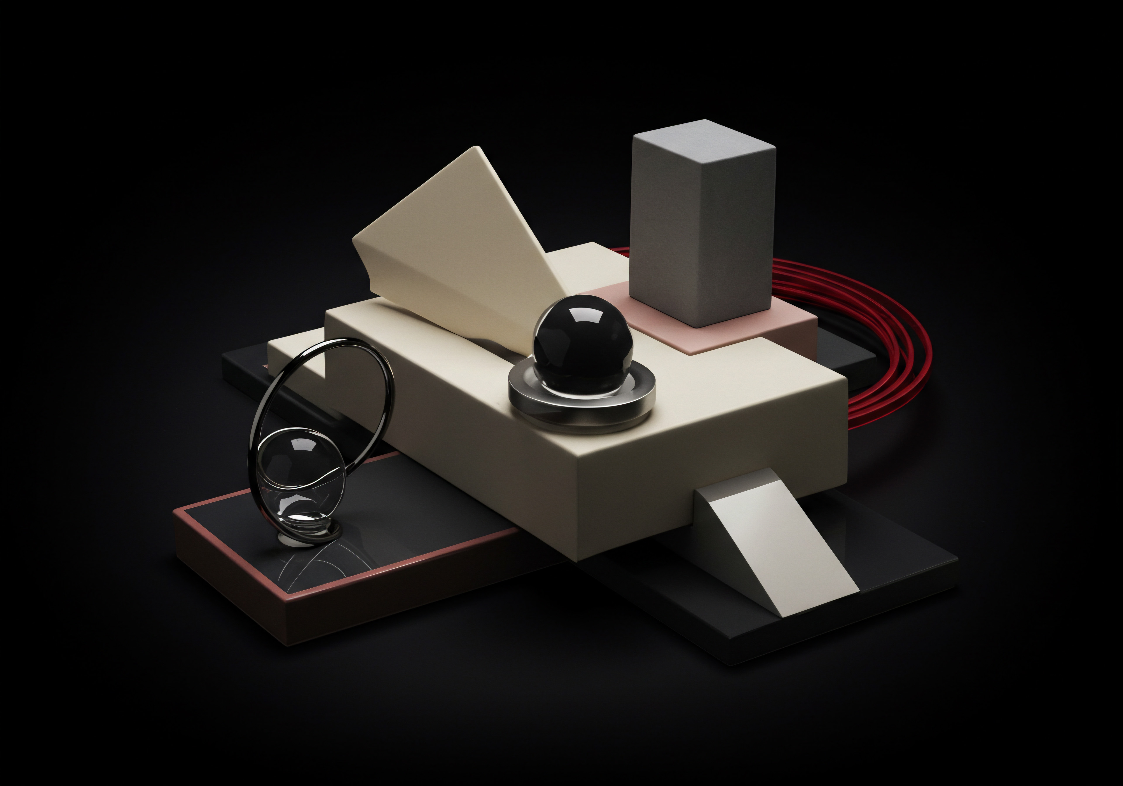 Innovative Automation Software Solutions Driving SMB Growth and Efficiency The composition features various shapes including a black sphere and red accents signifying innovation driving SMB Growth. Structured planning is emphasized for scaling Strategies through Digital Transformation of the operations. These visual elements echo efficient workflow automation necessary for improved productivity driven by Software Solutions.