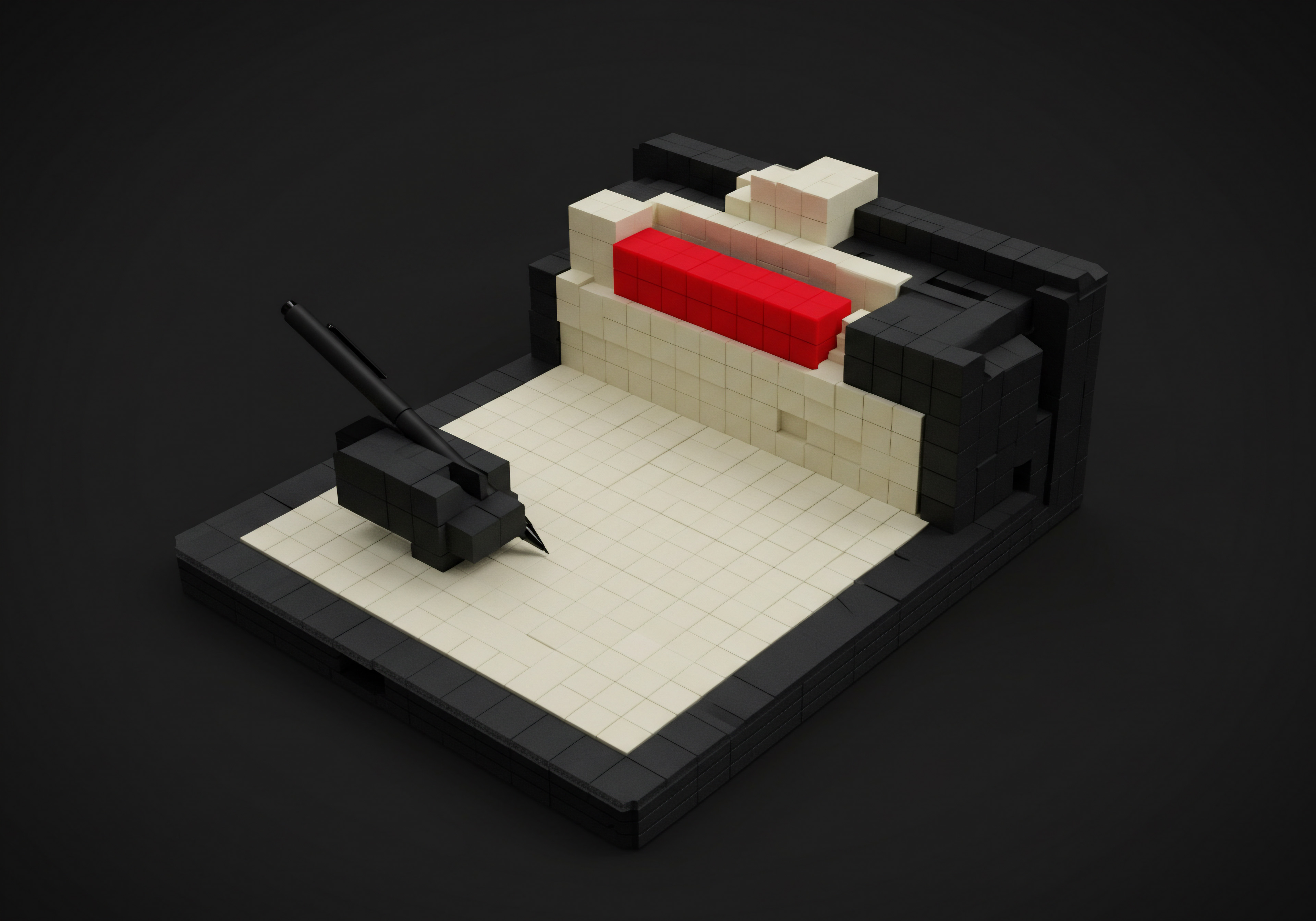 A minimalist design represents automation tools for a small to medium sized business. Constructed from block pieces, the model is designed for automation and reflects the operational efficiency needed for scaling. In this digital office setup, the dark blocks contrast with the lighter shades, implying different departments with collaboration tools and communication system enhancing productivity. The entrepreneur looks at future of work opportunities. Team members can create strategic planning within an office or remote setup utilizing software solutions, workflow optimization, project management and CRM systems. These Business Owner have a positive approach for innovation with focus on results and business goals utilizing best practices and industry trends with financial support.