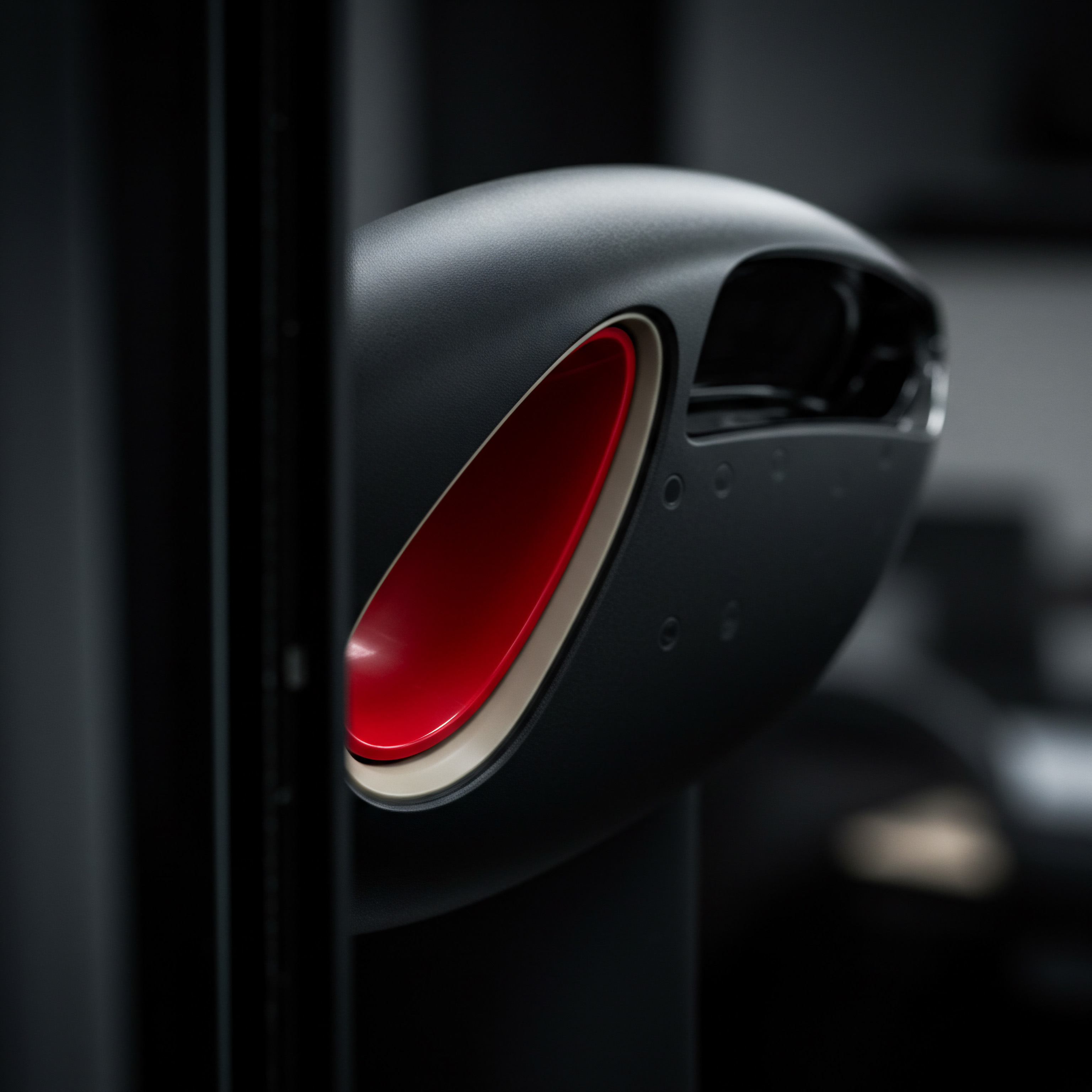 Modern Automotive Detail Scale Business Opportunity Optimization Solution and Implementation Detail shot suggesting innovation for a small or medium sized business in manufacturing. Red accent signifies energy and focus towards sales growth. Strategic planning involving technology and automation solutions enhances productivity.