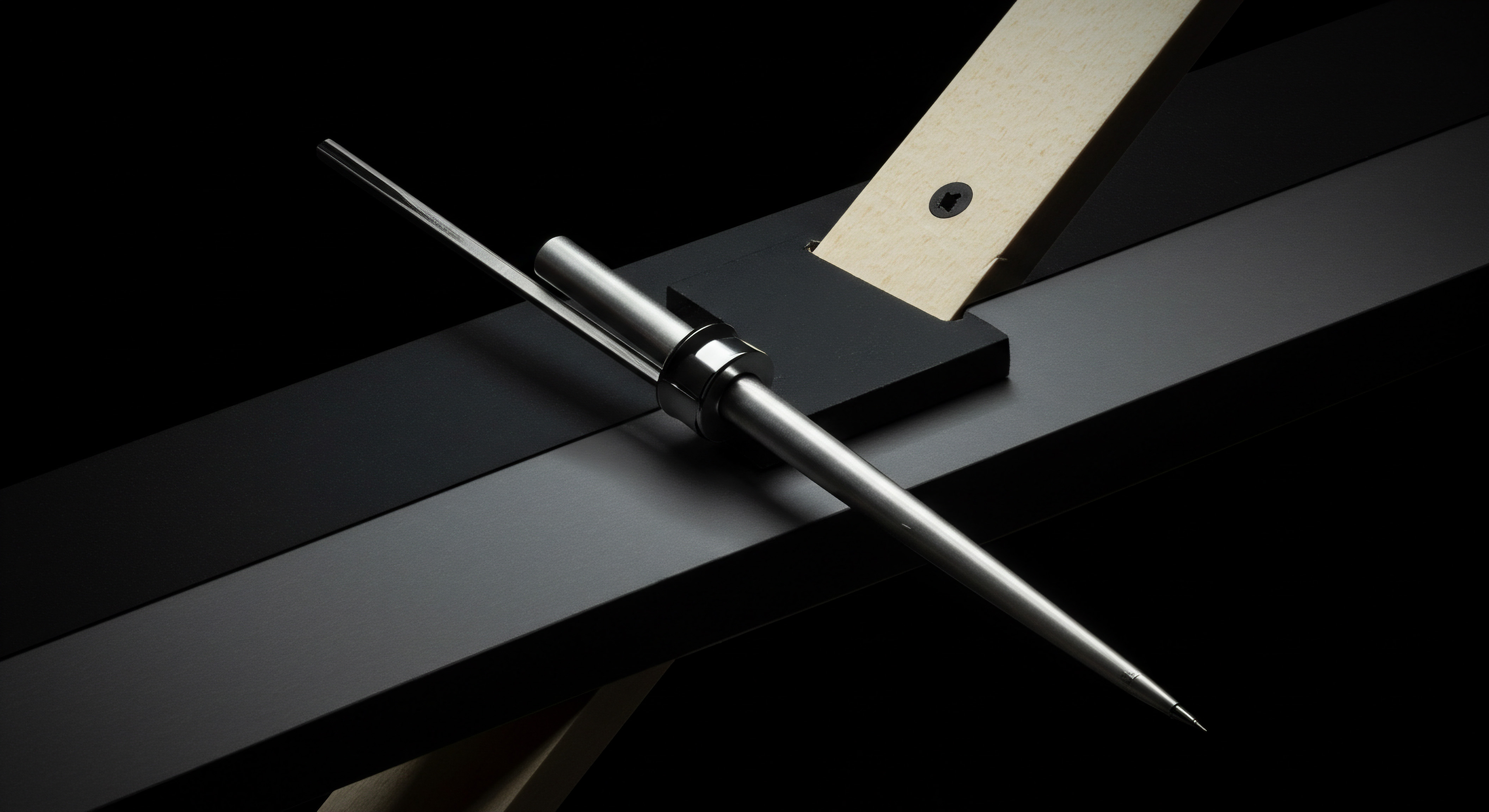The striking detail in the image features clock hands, a minute hand extending to a sharp point, hinting at precise time management strategies vital for Small Business growth. A second thinner hand extends, representing smaller units of productivity essential to SMB success. Mounted on dark grey and black wooden panel, the clock suggests an office or workspace setting where efficient workflows and streamlined operations are the bedrock. This innovative visual reflects leadership committed to scaling the business through technology and Business Automation, targeting tangible business goals, enhancing Customer Service, and scaling up productivity, enabling SMB enterprises and Entrepreneurs to grow within a Competitive Advantage and secure more Sales Growth. This picture epitomizes the blend of traditional craftsmanship with a data-driven, forward-thinking approach in the modern marketplace, inspiring progress in an enterprise-level way.