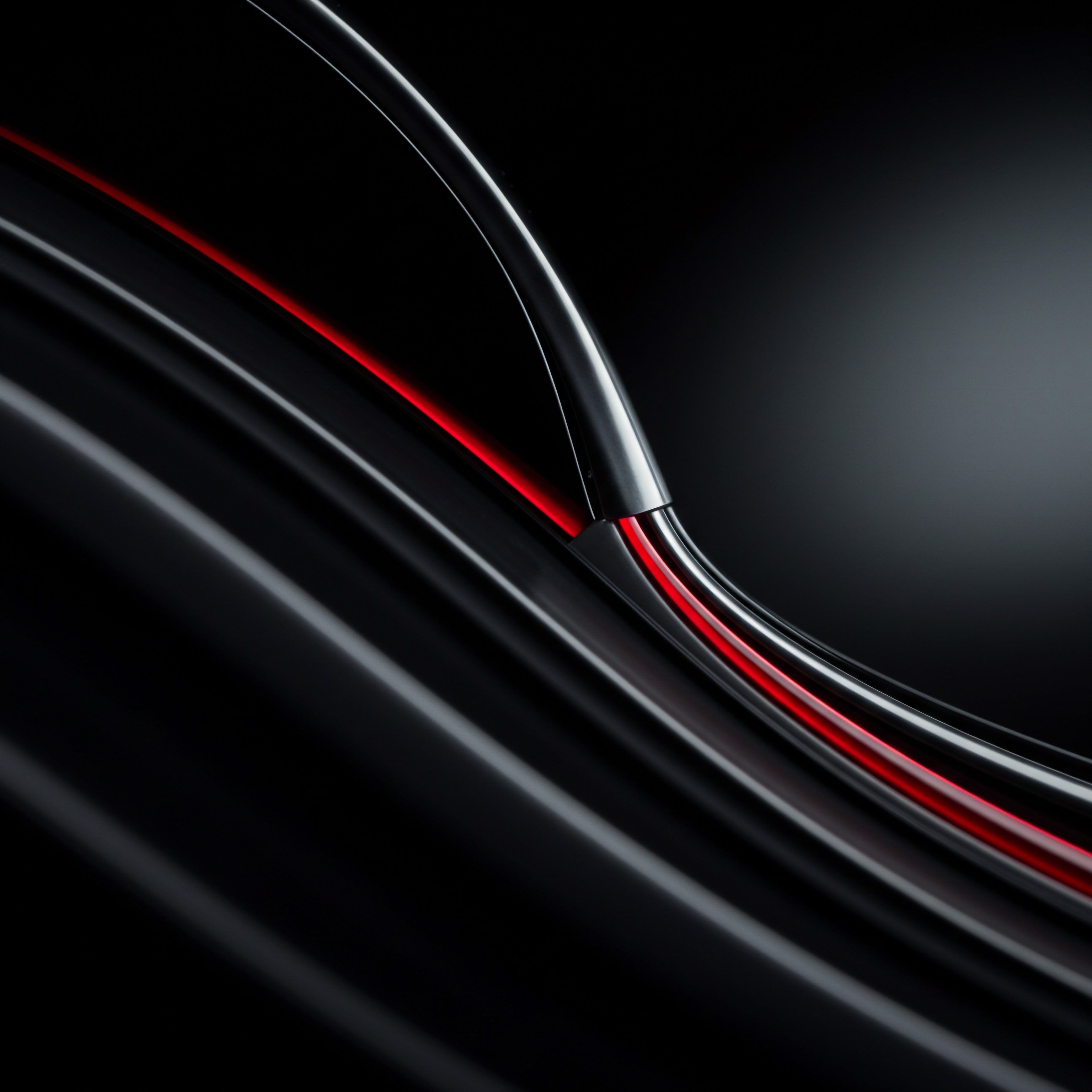A macro perspective unveils a composition dominated by dark metallic smooth flowing structures enhanced with streaks of bold red. The high contrast amplifies the glossy surfaces suggesting streamlined efficiency relevant for SMB companies looking towards success. The design evokes a sense of technological advancement with optimized productivity and represents scalability for small business and medium business alike. The image implies innovation in project management and is well-suited for firms focusing on digital transformation like agencies offering automation tips and software solutions. The aesthetic is aligned to modern technology industry trends applicable for business consulting providing expert knowledge, promoting workflow optimization, and business growth.