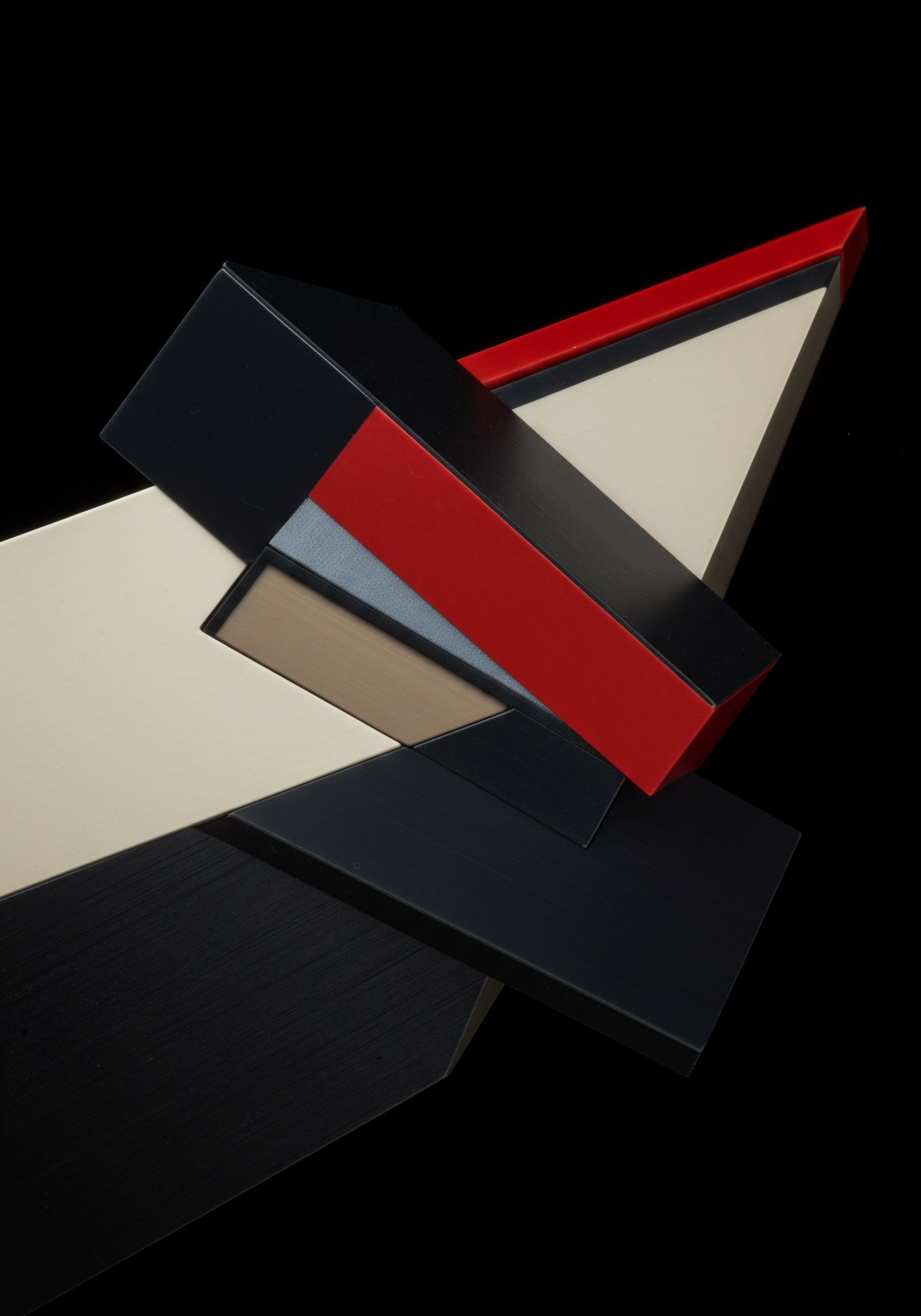 Dynamic geometric shapes in black, red, tan, gray, and off-white assemble in a modern abstract configuration, symbolizing strategic planning for Small Business success. The composition is reminiscent of Business Owners strategizing in an Office, visualizing innovative Solutions for scaling their Startup. Each form represents a different facet of SMB growth such as marketing, sales and operations, and reflects planning a Growth Strategy, leveraging Business Technology to optimize workflows for Expansion and Streamlined Processes, using digital tools and business innovation, to foster progress and drive success within the competitive Marketplace. Positive momentum is achieved through teamwork and networking.