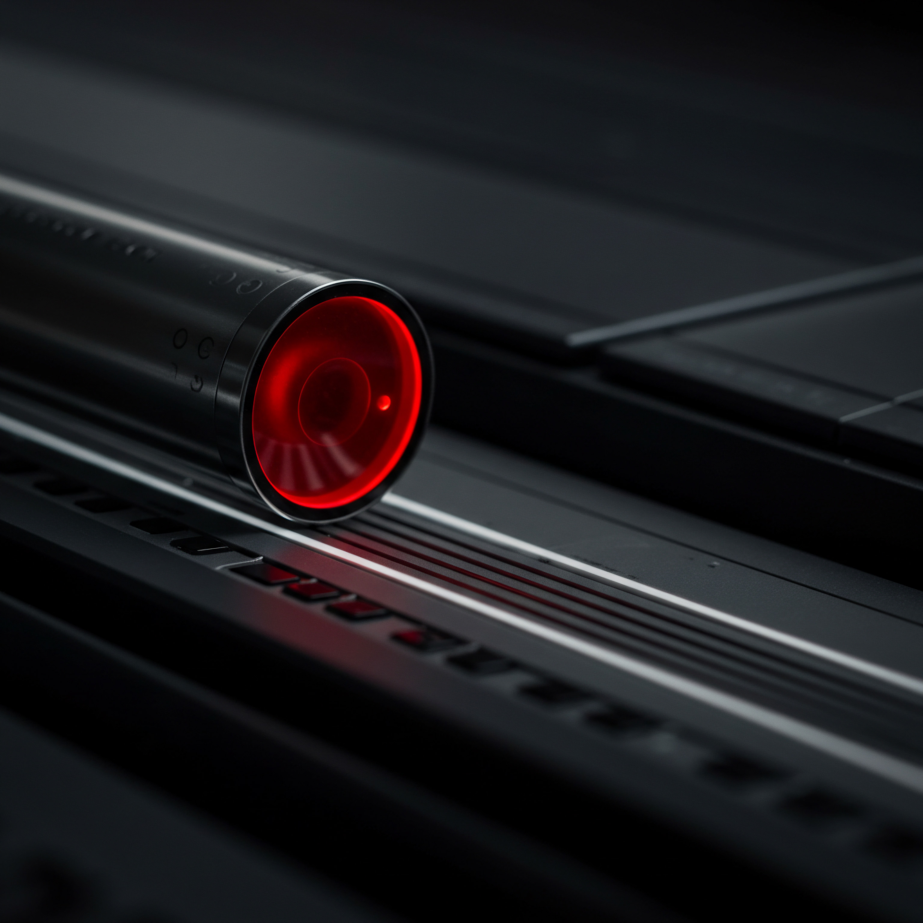 Streamlined Efficiency Digital Tool Implementation for Small Medium Business Growth Precision and efficiency are embodied in the smooth, dark metallic cylinder, its glowing red end a beacon for small medium business embracing automation. This is all about scalable productivity and streamlined business operations. It exemplifies how automation transforms the daily experience for any entrepreneur.