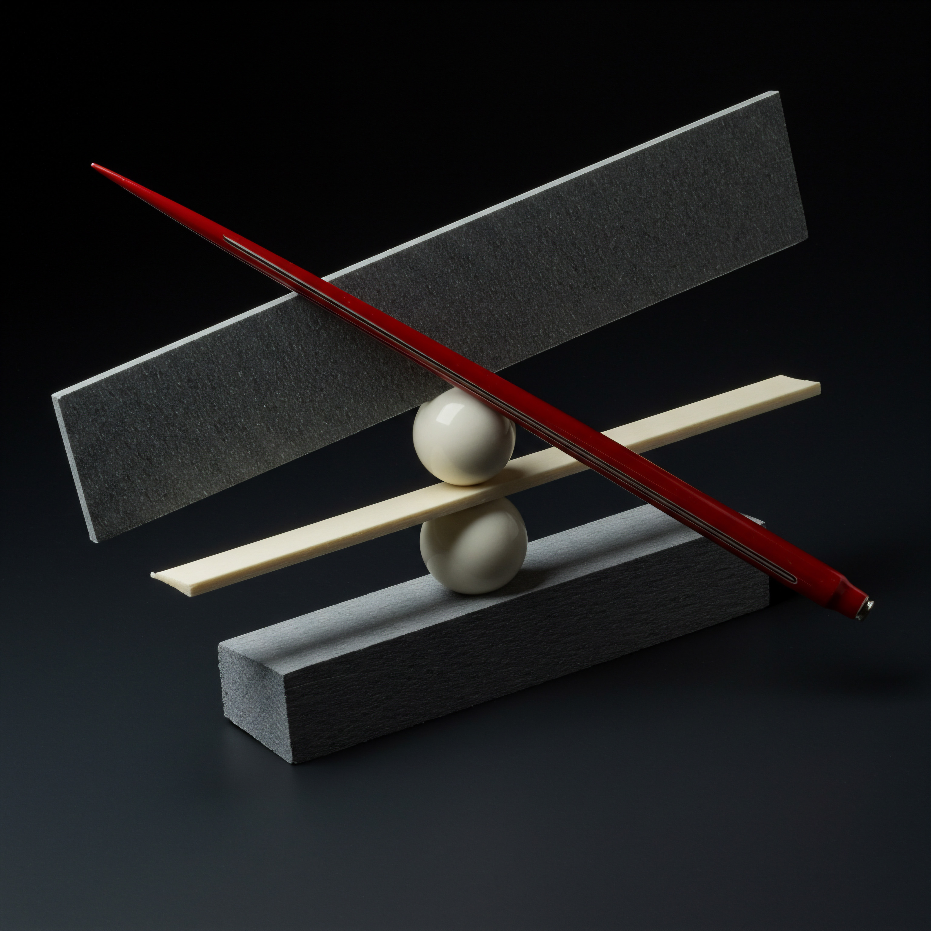 Unbalanced Growth Small Business Strategy Implemented Through Technological Innovation and Digital Marketing The still life demonstrates a delicate small business enterprise that needs stability and balanced choices to scale. Two gray blocks, and a white strip showcase rudimentary process and innovative strategy, symbolizing foundation that is crucial for long-term vision. Spheres showcase connection of the Business Team.