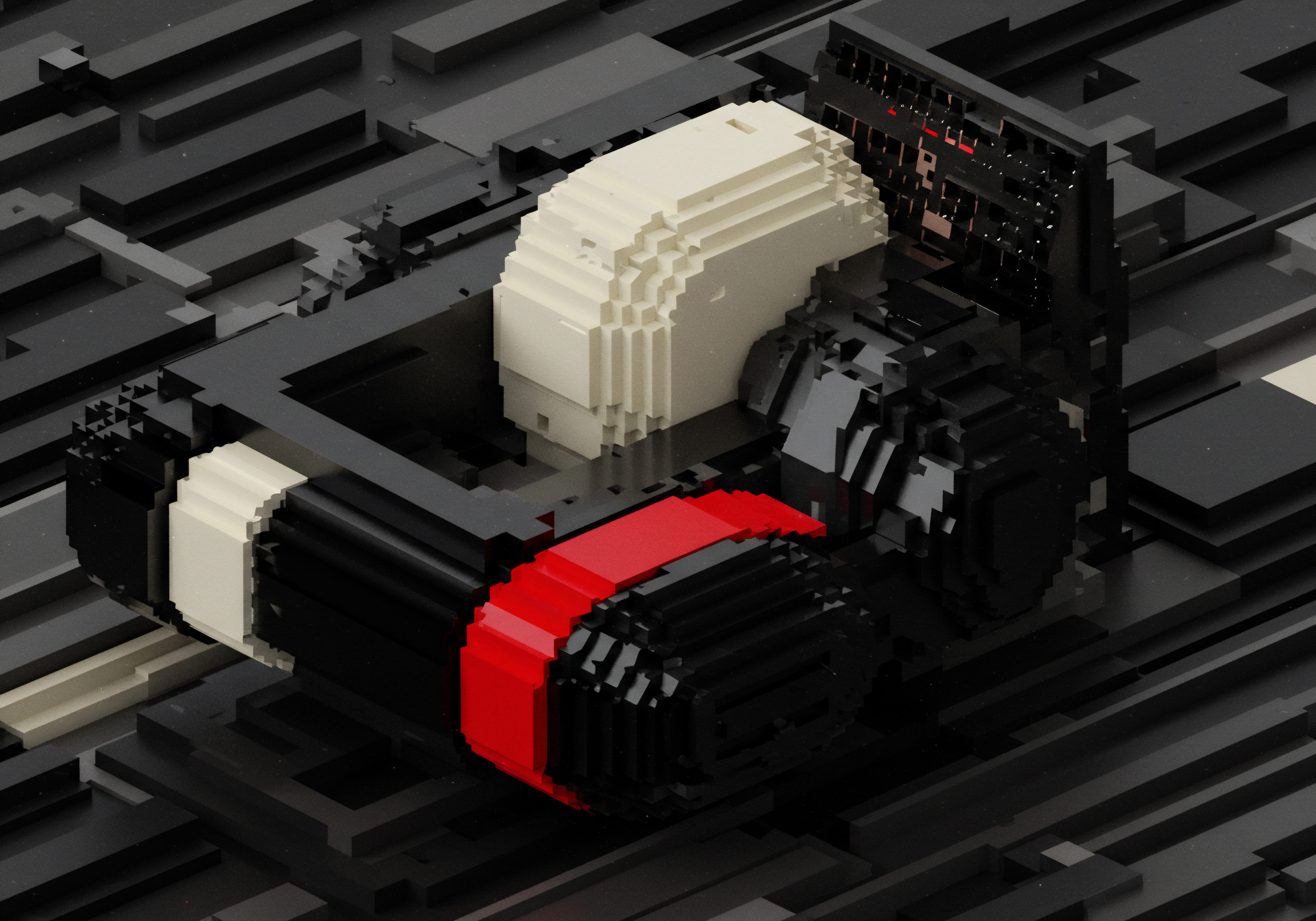 This abstract voxel artwork symbolizes digital business solutions tailored for the SMB sector. Depicted are block-like forms suggesting business processes such as management, operations, finance, marketing, and customer service. This futuristic imagery explores automation, scalability, and innovation within small and medium businesses. The composition emphasizes streamlined workflow and operational efficiency using technology to solve business problems and promote growth. It touches digital transformation in SaaS, business technology, and online business, mirroring potential investments, increased revenue, and profit, achieved through improved processes and smart automation. The image encapsulates ideas of adaptability and resilience within the business environment through scalable solutions, supporting positive corporate culture and business success, while illustrating the positive future opportunities for entrepreneurial firms looking for expansion.